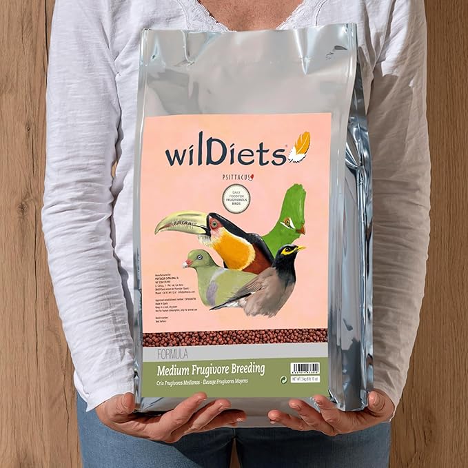 Psittacus Medium Frugivore Breeding 6.6 lb | Low-Iron Breeding Pellet Diet for Medium Sized Fruit Eating Softbills Toucans Mynahs Turacos | Premium Food for Birds, 100% no-GMO