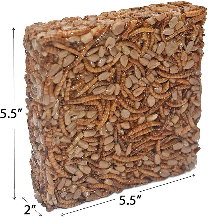 Exotic Nutrition Mealworm & Sunflower Pie - Healthy Natural Suet Basket Feeder Treat - for Backyard Chickens and Wild Birds