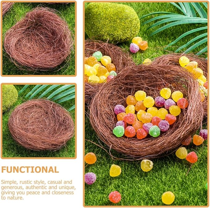 Veemoon 16 Pcs Mini Bird Nests,4. 72 Inch Artificial Bird Nests for Crafts Landscape Ornaments for Home Patio Garden Yard Wedding Holiday Easter Decoration