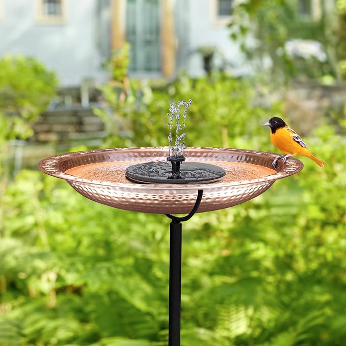 Good Directions Polished Copper Bird Bath with Fountain on Garden Pole 13"