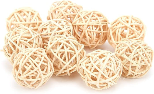 Rattan Balls, 10PCS Parrot Wicker Balls Bird Toy, 3CM Natural Parakeet Chewing Toys Decorative