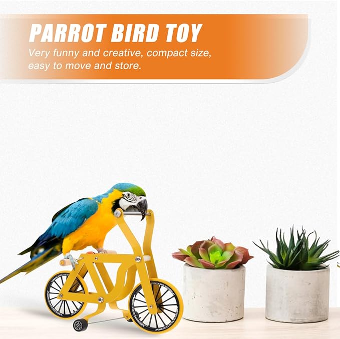 Toddmomy Parrot Bike Toy 7.87 Inch Interactive Bird Training Toy for Parakeets Conures Cockatiels Educational Intelligence Development and Physical Exercise
