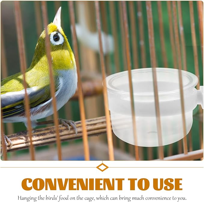 Kisangel Parrot Feeder Dish Cup Detachable Transparent Bowls Plastic Bird Food Bowl for Hanging Parrot Water Feeder