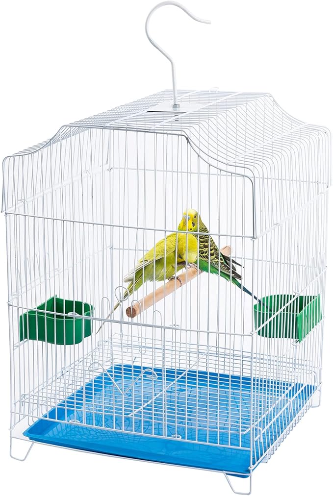 Small Bird Travel Cage - Lightweight Starter Kit for Parakeets, Lovebirds, Finches, Canaries Blue Includes Removable Tray & Accessories