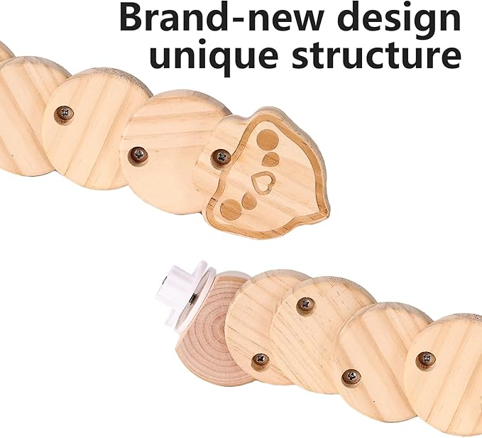 Natural Wood Bird Ladder Perch Toy - Chewable Safe Parrot Climbing Toy for Cockatiel, Finch & Other Small to Medium Birds, Bird Cage Accessories with Easy Screw Installation (Cartoon Parrot Pattern)