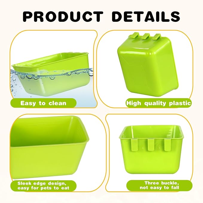 20 Pcs Bird Cage Cups Chicken Waterer Feeder Bird Water Dispenser Hanging Quail Waterer Pigeon Feeder for Pigeon Quail Parakeets Rabbit Poultry (Green)