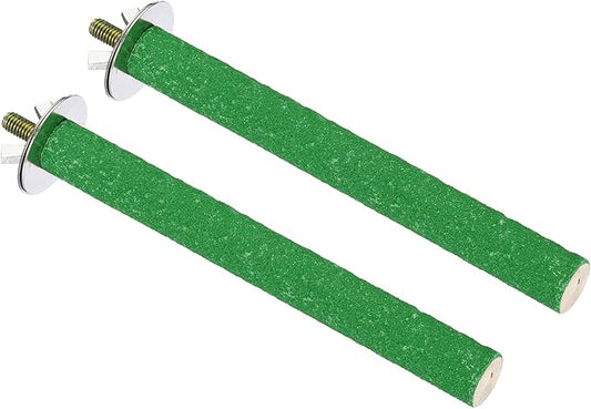 PATIKIL 0.6x5.5 Inch Bird Cage Perch, 2 Pack Parrot Stand Paw Grinding Stick Bird for Parakeet Cockatiel Cage Accessories, Green