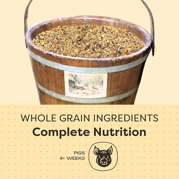 Scratch and Peck Feeds Whole Grain Grower Mash Pig Feed - Corn-Free and Soy-Free - 40 lbs Bag - 16% Protein, Certified Organic and Non-GMO Project Verified Pig Food
