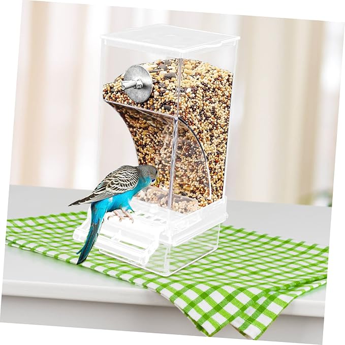 Milisten Automatic Bird Cage Feeder for Parrots Transparent Acrylic Pet Bird Food Dispenser No Spill Design for Parakeets Cockatiels and Lovebirds Birdhouse Feeder for Wild
