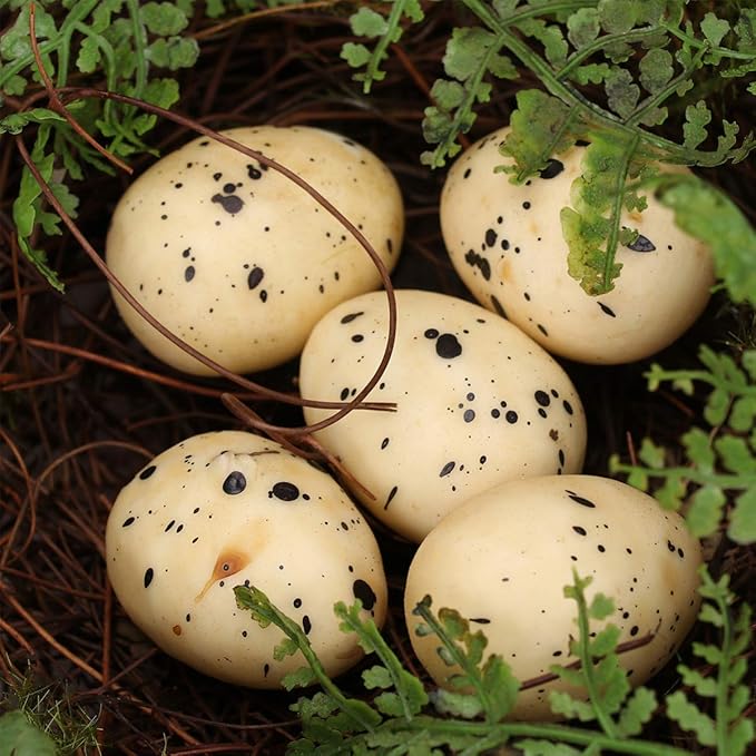 YARNOW Artificial Fake Birds nest Bird Nest with 5 Eggs Rattan Bird Nest Decoration Small Fake Birds Nest Ornament for Home Easter Artificial Bird nest Decor Bird nest Decoration