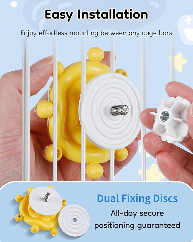 Pawfly 2 Pcs Bird Toys for Parakeets, Colorful Spinning Wheel Chew Toys, Interactive Spinner Rattle Parrot Toys, Cockatiel Toys, Parakeet Toys, Bird Cage Accessories for Entertainment Chewing Exercise