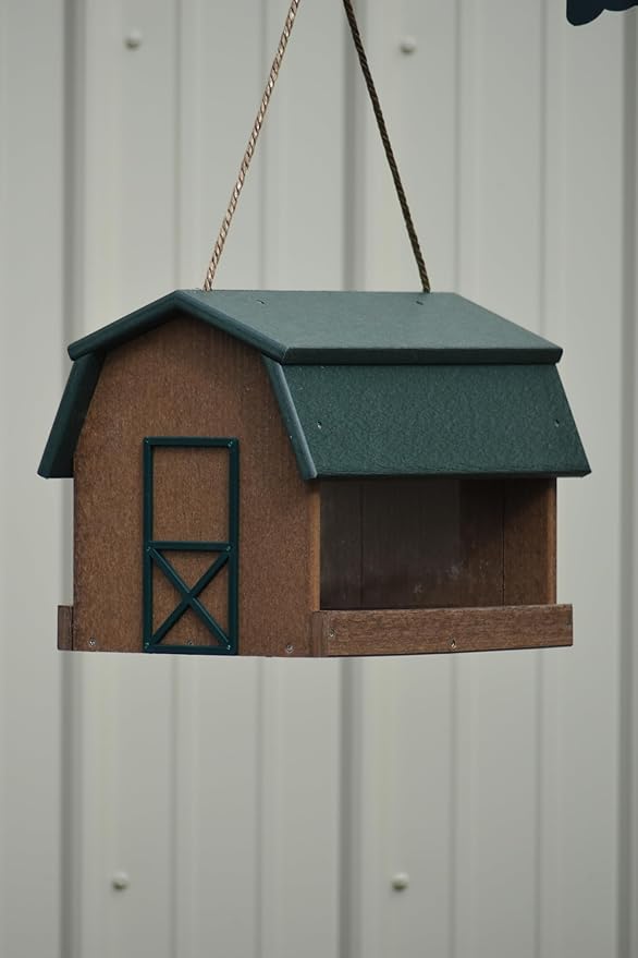 Poly Lumber Mini Barn Large Handcrafted Hanging Bird Feeder, Song Bird Essentials
