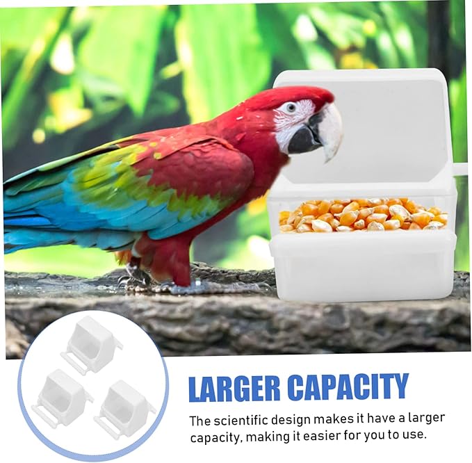 3pcs Splash Bird Food Container for Parrots Convenient Feeding Boxes Plastic Bird Feeder for Indoor Outdoor Use Easy Install Clean