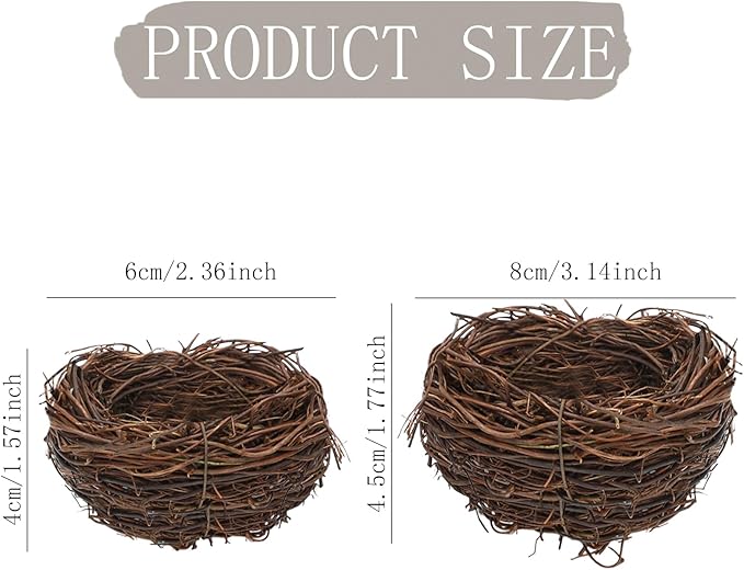 ONEST 30 Pieces Small Faux Bird Nest with Eggs Artificial Rattan Birds Nest for Easter Wedding Home Party Christmas Tree Decoration
