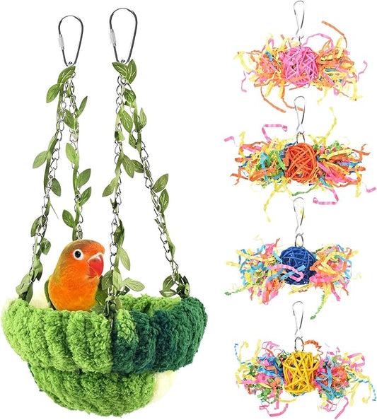 KATUMO Bird Nest, Conure Breeding Bed Parrotlet Snuggle Nest Lovebird Bed Bird Swing Bed for Small Birds, Size Small