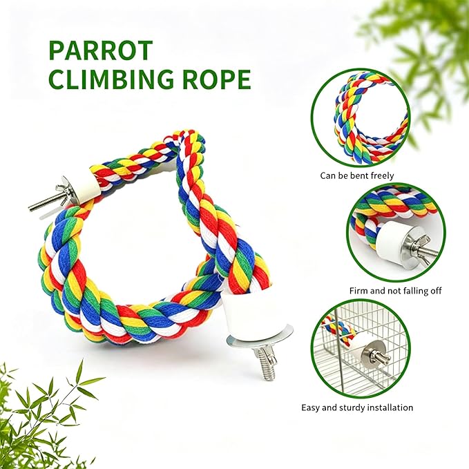 Bird Perch,Bird Rope Perch & Rope Perch,Bird perches for cage,Rope Perch for Conures,Parrots,Cockatiel,Lovebird,Budgerigar,Parakeet Rope perches for cage