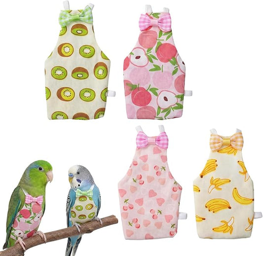 4 Pcs Bird Diaper Reusable Cute Pet Bird Parrot Diapers with Waterproof Inner for Cockatiel Budgie Canary