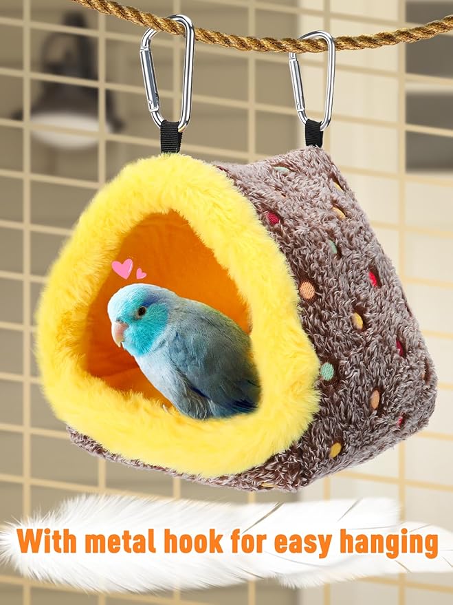 Small Winter Warm Bird Nest for Cage - Comfortable Bird Bed with Support Board, Hanging Hammock Shed Hideaway Hut Gift for Budgerigar Canaries Lovebirds
