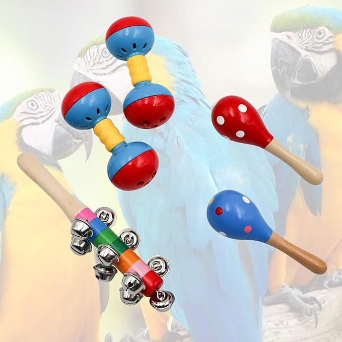 Jinkoozz Colorful Bird Bell Toys, 5 Pack Funny Bell Toys, Bird Cage Accessories, Suitable for Chicken Bird Parrot Parakeet Cockatiel Budgies Love Birds