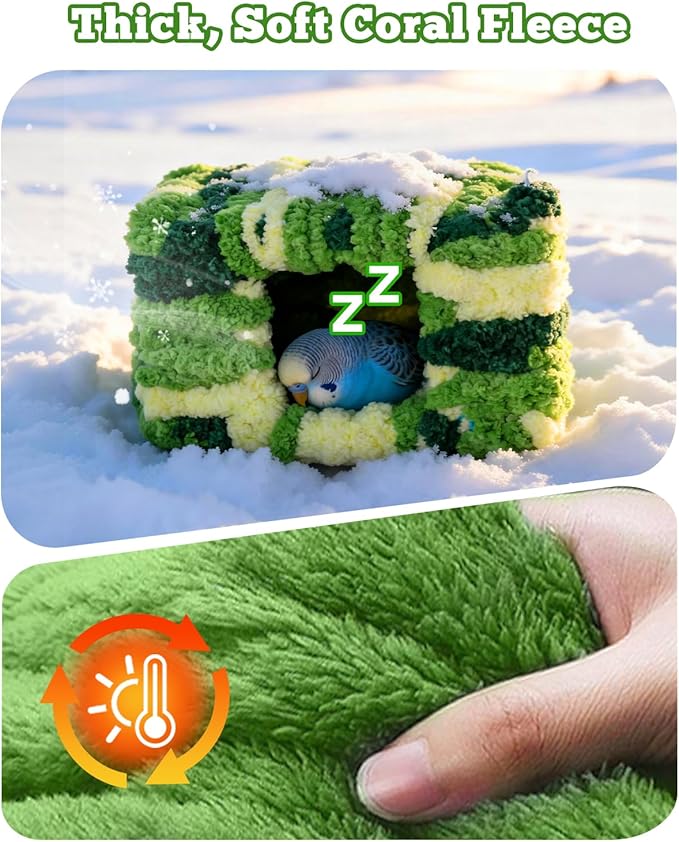Collapse-Proof Soft Warm Bird Bed for Cage with Sturdy Frame for Green Cheeked Conure, Private Small Birds Sleeping Cave Hut for Budgies Lovebirds Parakeets, Bird Hammock House for Parrots