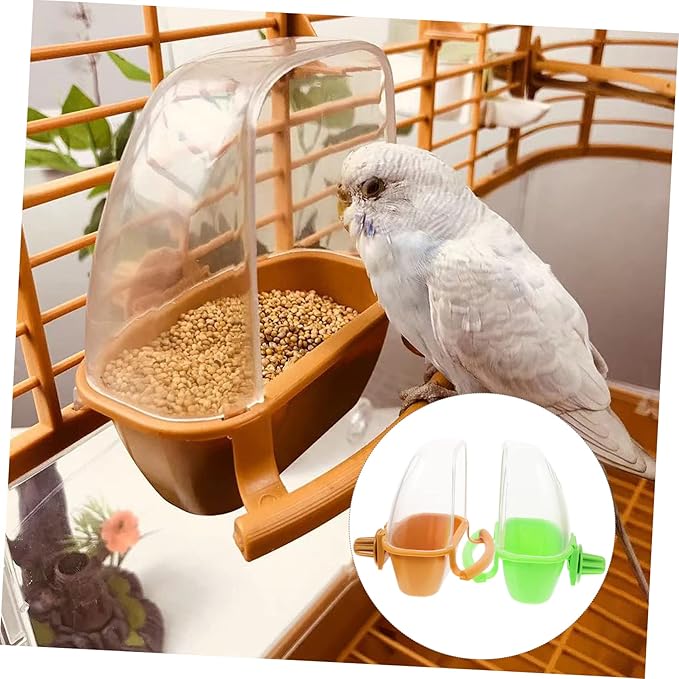 POPETPOP Bird Cage Feeder, 2Pcs - Convenient Hanging Design Plastic Material, Large Capacity, Easy to Install and Use, Versatile for Multiple Pets