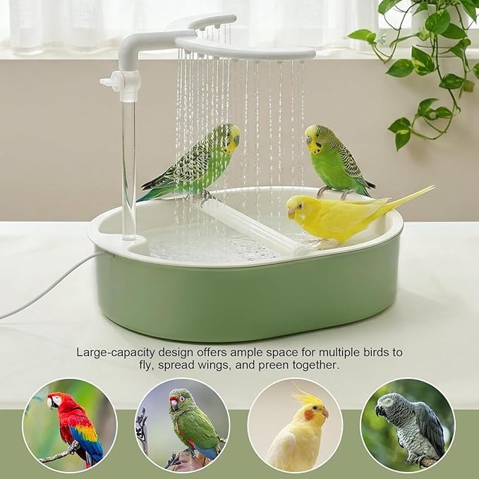 Automatic Birds Shower, Bird Accessories, Birds Bath Tub with Circulating Water Faucet, Bird Shower Fountain, Indoor Fountain with USB Pump for Small to Medium Pet Birds