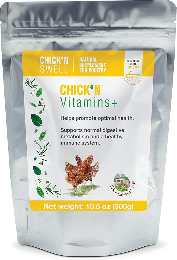 Chick'n Vitamins, Vitamins for Poultry and Backyard Chickens- Supplement from Chick'N Swell Brand for All Fowls, Birds and Ducks of All Ages. with B12-10.5 oz