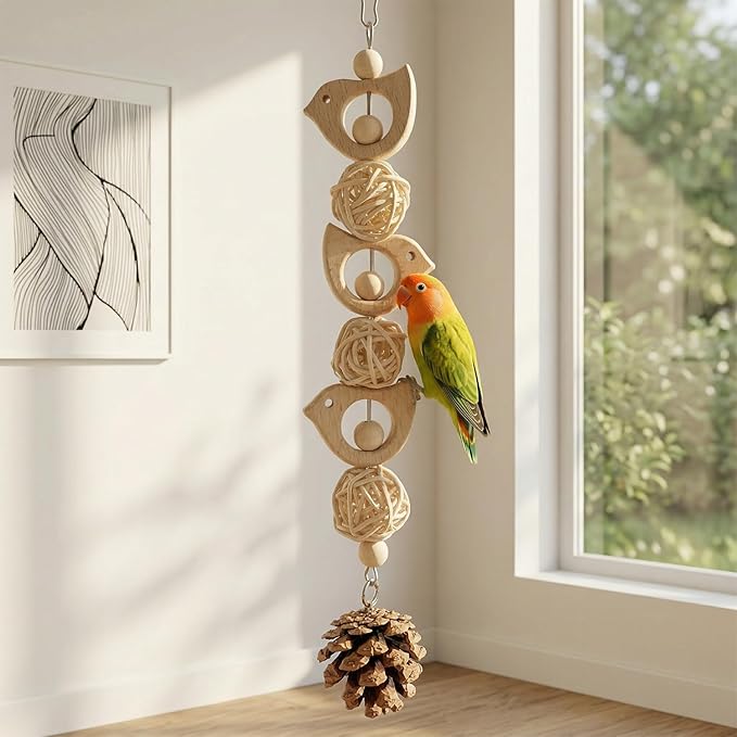 Bird Swing Bird Toys Parrot Toys Parakeet Toys Bird Cage Accessories for Budgerigar, Parakeet, Conure, Cockatiel, Mynah, Love Birds, Finches (B)