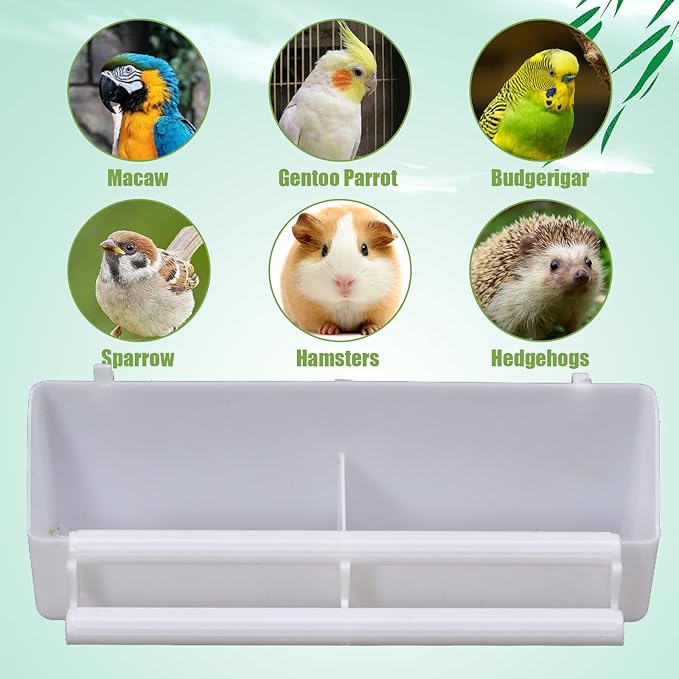Bird Feeder for Cage, 3 Pack Bird Water Dispenser Hanging Plastic Feeder with Hooks, Parakeet Food Bowl Cups for Small Cockatiel Pigeons