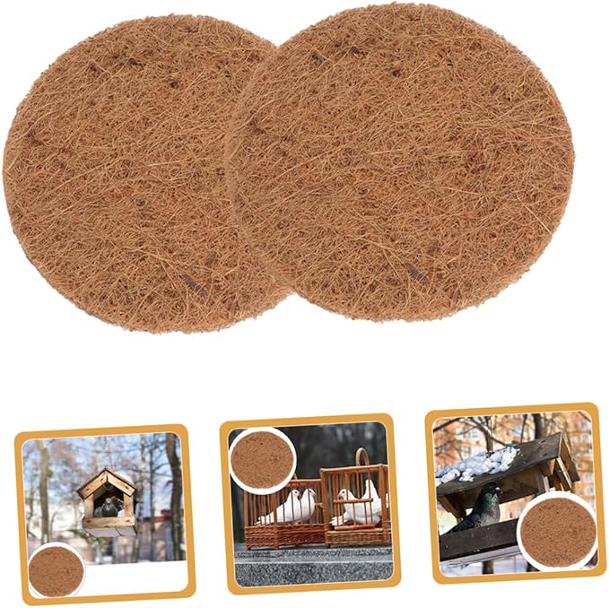 Coconut Fiber Nesting Pads 10Pcs Round Bird Nest Mats for Pigeons Parrots and Chickens Soft Egg Breeding Substrate Comfortable Pet Resting Mat