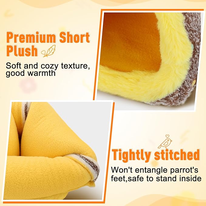 MEWTOGO Small Winter Warm Bird Nest for Cage - Comfortable Birds Bed with Support Plate, Hanging Shed Hideaway Hammock Hut Gift for Budgerigar Canaries Lovebirds