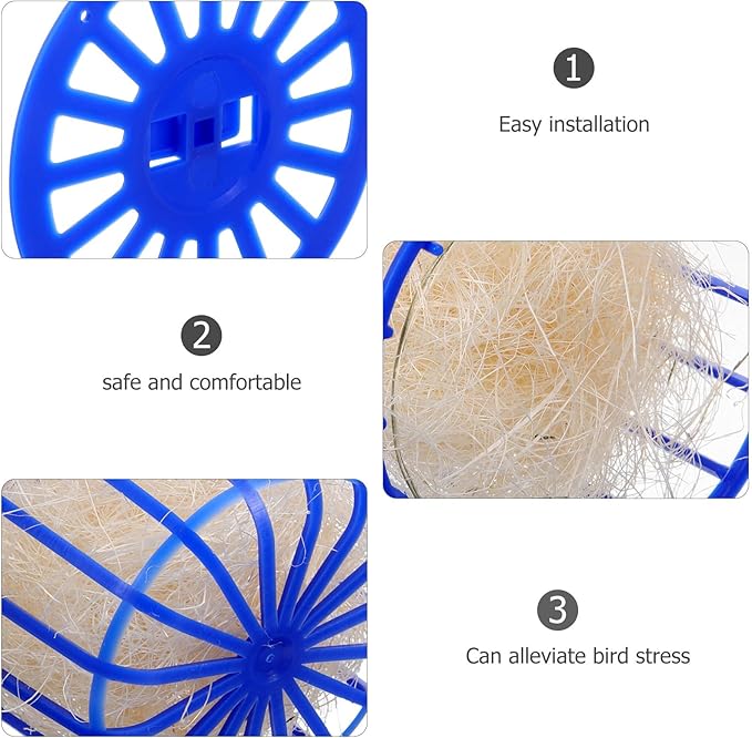 BESPORTBLE Bird S Nest Toys Set - Natural Nesting Material for Parakeets Easy to Install Hanging Cage Nest Ideal Bird Supplies for Stress Relief and Comfort 2.91 X 2.91 X 2.75 Inches