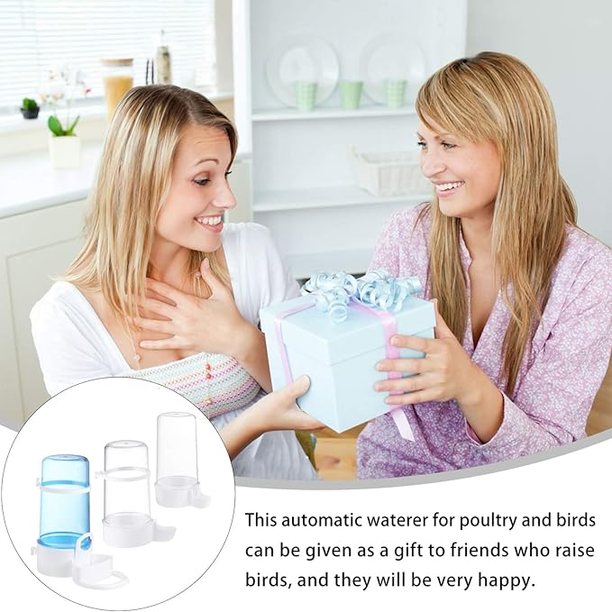 Hamster Water Bottle Bird Feeder- 3Pcs Bird Water Dispenser for Cage, Automatic Feeder, Food for Cage Pet Parrot Budgie Loves Cockatiel Automatic Rabbit