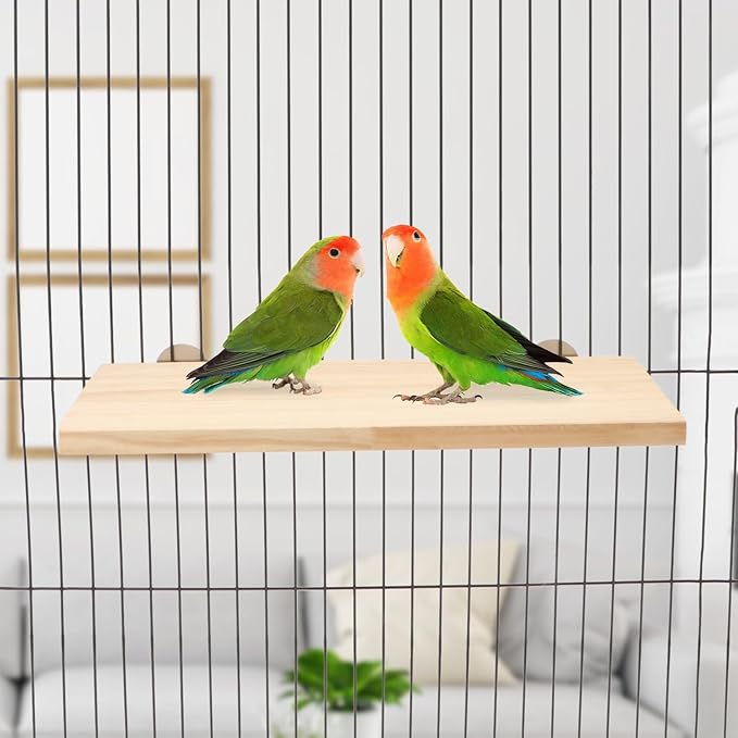 Wontee Bird Perch Stand Wooden Platform for Cockatiels Conures Rats Gerbils Chinchillas Squirrels (S)