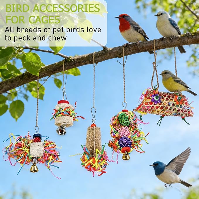 Morezi Bird Swing for cage Parakeet Parrot Swing Wood Ladder Toy Accessories Play Gym Budgie Perch Hammock Budgerigar Conure Cockatiel mynah Finches Toys for Small Medium Breeds