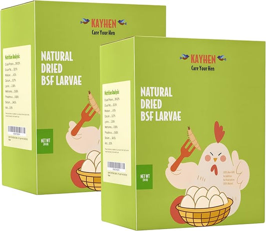 KAYHEN Dried Black Soldier Fly Larvae 20LB Non-GMO BSF Larvae for Chickens More Calcium Than Mealworms High-Protein Chickens Treats for Layer Hens Wild Birds Ducks