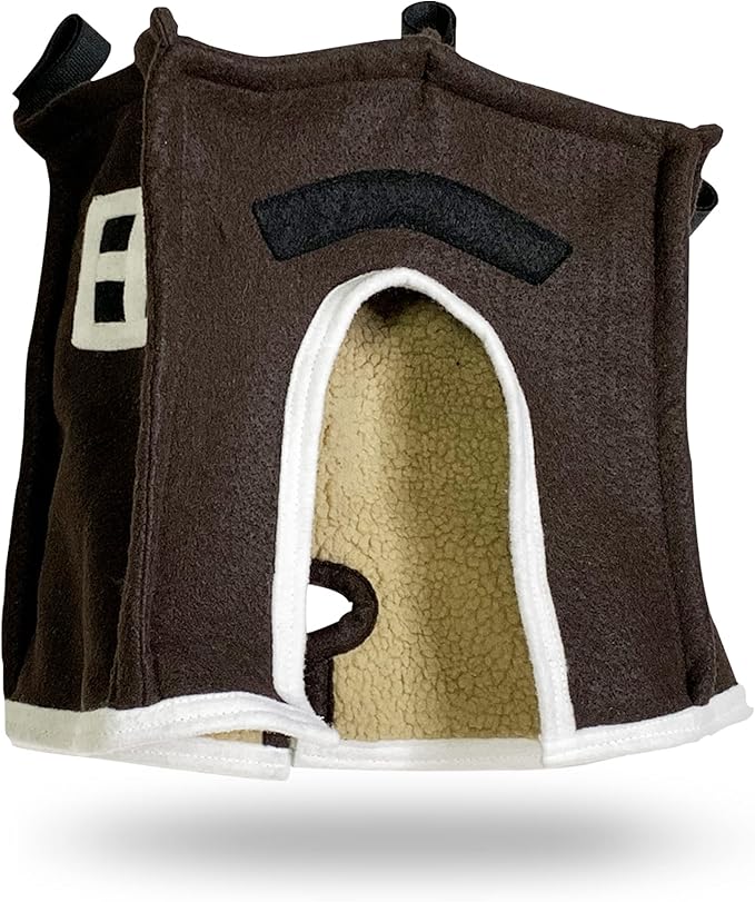 Crazy K Farm - Avian Haven Bird Hut, Comfy Bird Snuggle Hut, Plush Pet Bird Hut for Sleeping and Snuggling, Hanging Bird Cage Hut with Sherpa, Cozy Bird Cage Accessories, Extra Large, Brown
