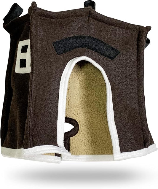 Crazy K Farm - Avian Haven Bird Hut, Comfy Bird Snuggle Hut, Plush Pet Bird Hut for Sleeping and Snuggling, Hanging Bird Cage Hut with Sherpa, Cozy Bird Cage Accessories, Extra Large, Brown