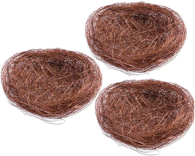 3pcs Artificial Easter Egg Nest Handmade Linen Thread Birds Nest Decoration for Crafts Home Easter Party