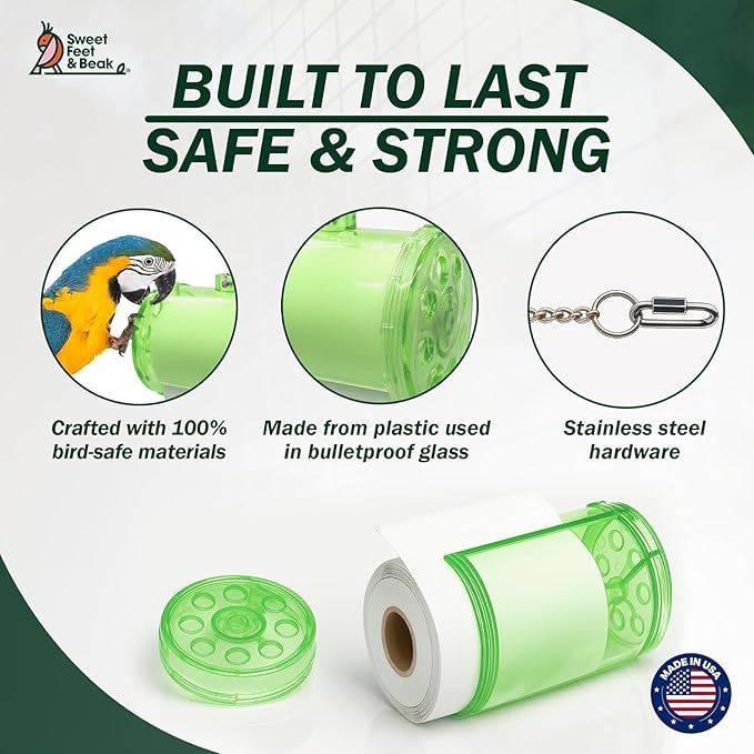 Sweet Feet & Beak Shred Master - Perfect Bird Cage Toy for All Birds - Shredding & Engagement - Safe, Non-Toxic, Easy to Install Parrot Cage Accessories - Small