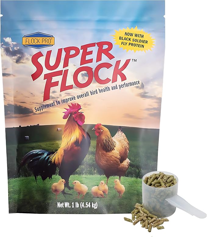 Super Flock Pro Boost Probiotic - Probiotics, Vitamins, Minerals and Electrolytes for Chickens | Chicken Vitamins and Supplements for All Poultry + 1lb