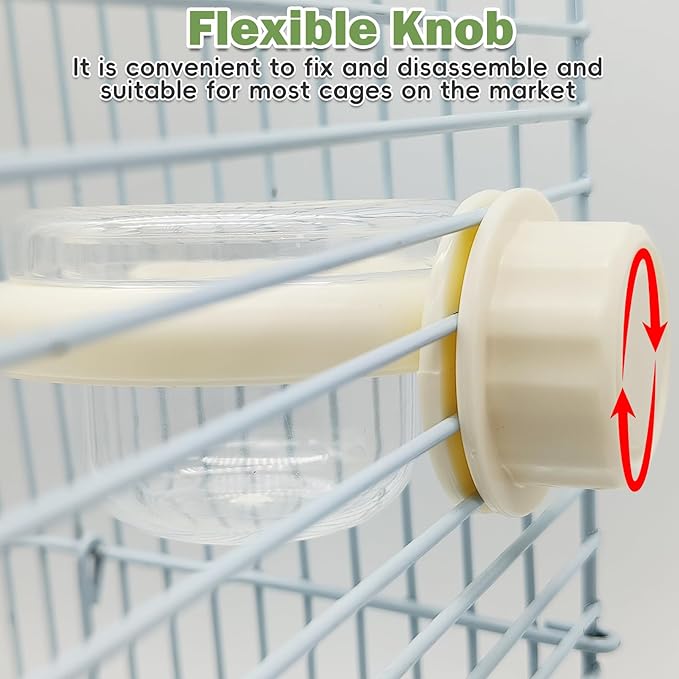 PINVNBY 4 PCS Bird Food Bowl Bird Cage Feeder with Clamp, Easy to Install Feeding Dish Cups Transparency Parakeet Food Dish for Finches Lovebirds and Long-Tailed Parrots （White）