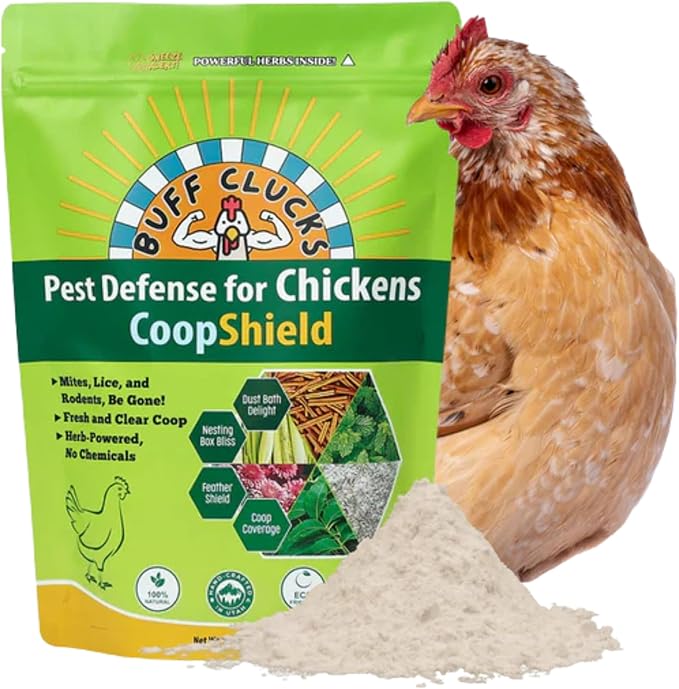 Buff Clucks Coop-Care Bundle – Herb Treat Mix 8 oz & CoopShield Natural + DE Powder | Aromatic Forage Herbs for Chickens for Nesting Boxes & Runs