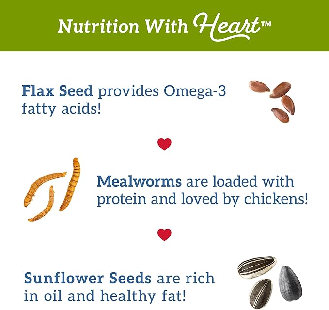 Love My Girls: Chicken Snacks - Flax & Worms - 5lb Bag - Global Harvest, Gourmet Multi-Grain Treats, Corn-Free, Nutritious & Protein Rich Mealworms