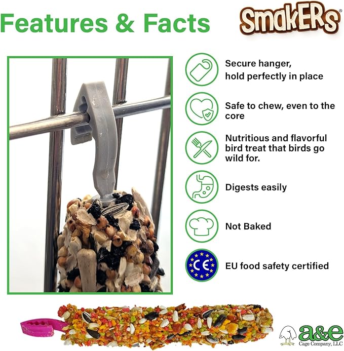 A&E Cage Company - Smakers Treat Stick for Parakeets, 3-in-1 Mix Pack (Egg, Honey, Fruit), 3 Pack, Nutritious & Long-Lasting Bird Treat