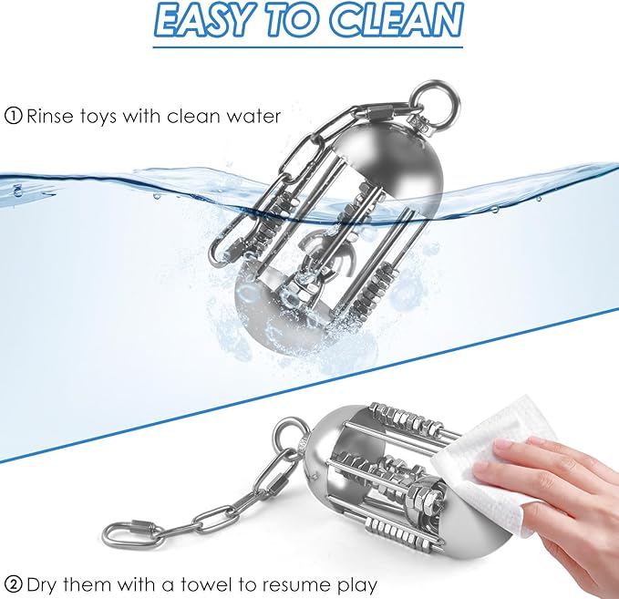 DBNESS Stainless Steel Bird Toys, Heavy-Duty Detachable Chain Chew Durable Metal Parrot Enrichment Toy for Medium to Large African Greys, Amazons, Cockatoos, Macaws