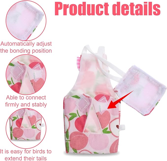 4 Pcs Bird Diaper Reusable Cute Pet Bird Parrot Diapers with Waterproof Inner for Cockatiel Budgie Canary