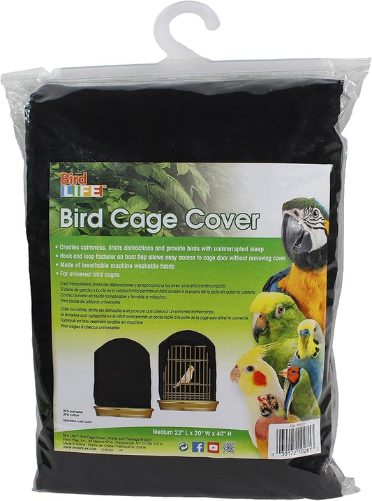 Penn-Plax Bird-Life Universal Fit Birdcage Cover – Machine Washable & Breathable Fabric – Black Color – Large Size
