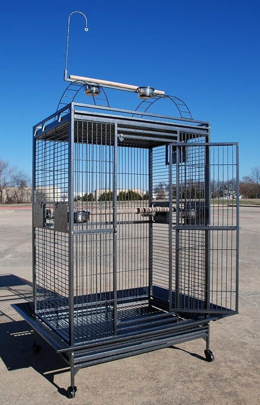 XX-Large Castle PlayTop Parrot Sturdy Wrought Iron Cage 32" W x 23" L x 66" H for Large Size Macaws Cockatoos African Grey Amazon