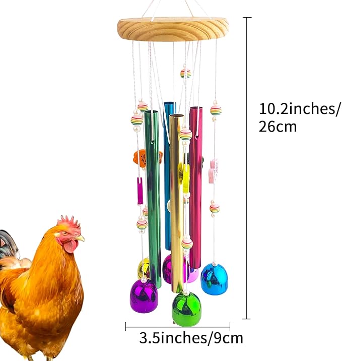 Chicken Toys for Coop, Chicken Wind Chime Enrichment Toys, Hanging Chick Peck Toy with Colorful Bells, Home Garden Musical Coop Accessories, Coops Toy for Hens Chicks Poultry Birds Parrots
